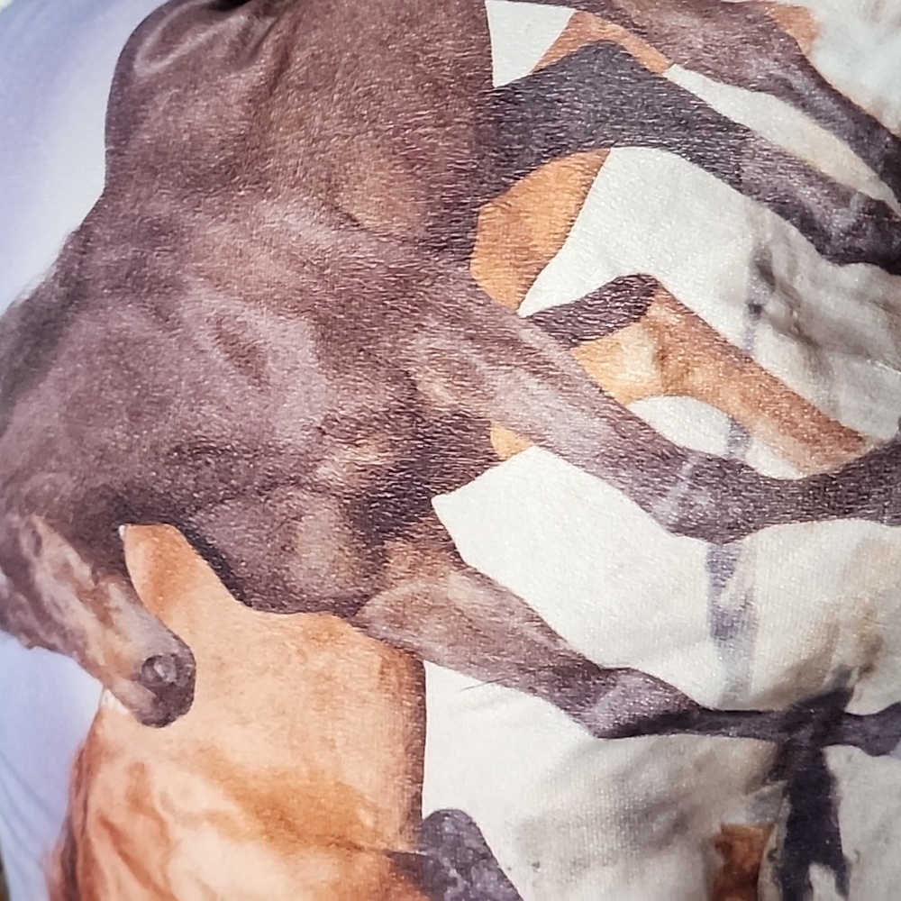 Horse Print Pillow . Designed With 3 - Running Horses. - Picture 4 of 6